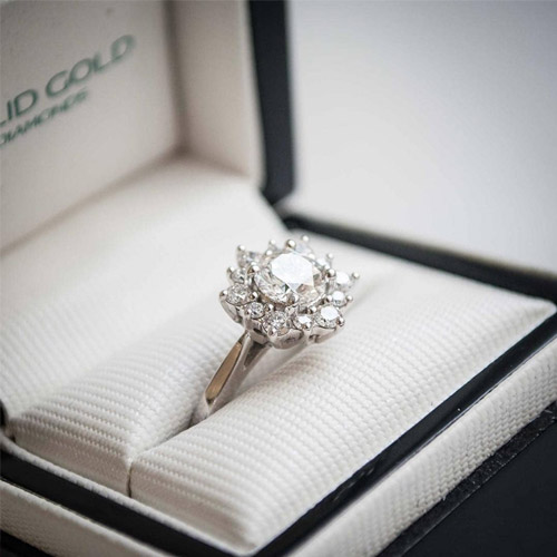 Diamond Halo Flower Engagement Ring