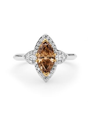  Argyle Champagne Diamond Halo Ring