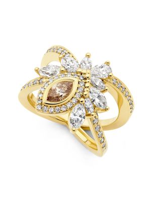  Champagne Diamond Dress Ring in Yellow Gold