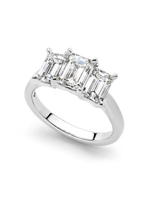  Classic Emerald Cut Trilogy Ring