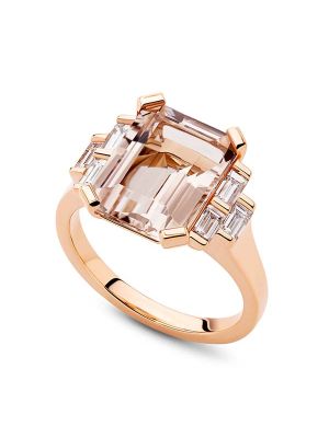  Morganite and Diamond Ring