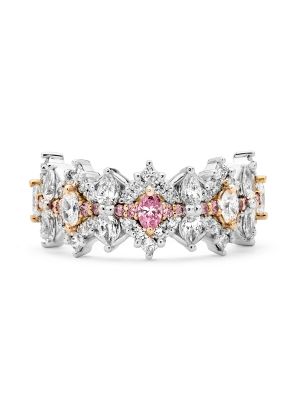   White & Pink Diamond Cluster Dress Ring