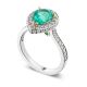 Green Emerald and Diamond Pear Shaped Halo Ring