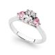 Three Stone Oval White and Pink Diamond Engagement Ring