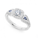 Argyle Blue Pear Cut and Cushion Framed Diamond Halo Ring