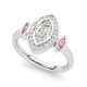 Three Stone Marquise and Halo Argyle Pink Diamond Ring