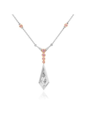  Kite Shaped Pink Diamond Pendant Necklace