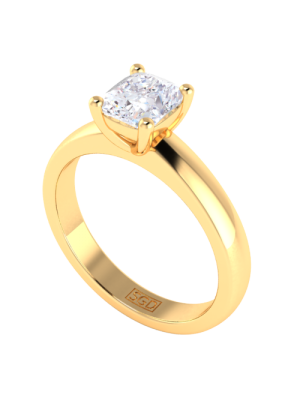  0.51ct Cushion Cut Diamond Solitaire Engagement Ring in 18k Yellow Gold