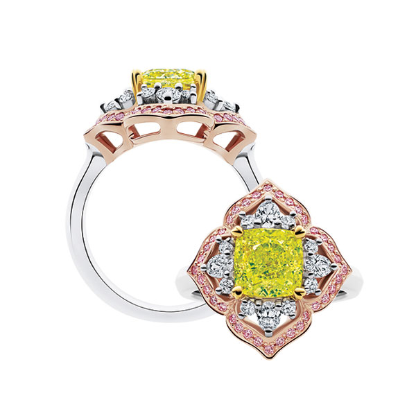 Yellow and Argyle pink diamond dress or engagement ring