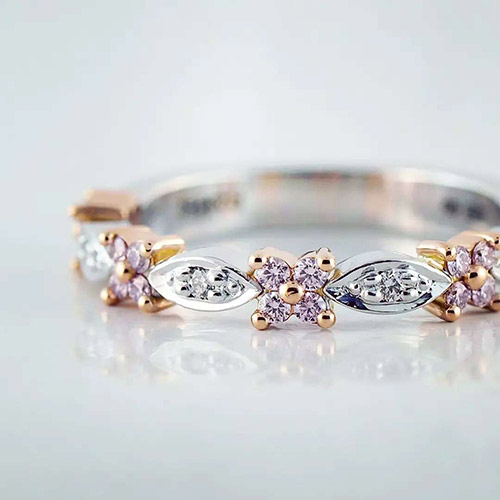 Wedding rings online with pink stones