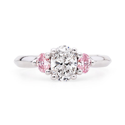 Fancy Pink 1 7/8 CTTW Round Cut Lab Grown Diamond Pave Engagement Ring in  14KT White Gold | With Clarity